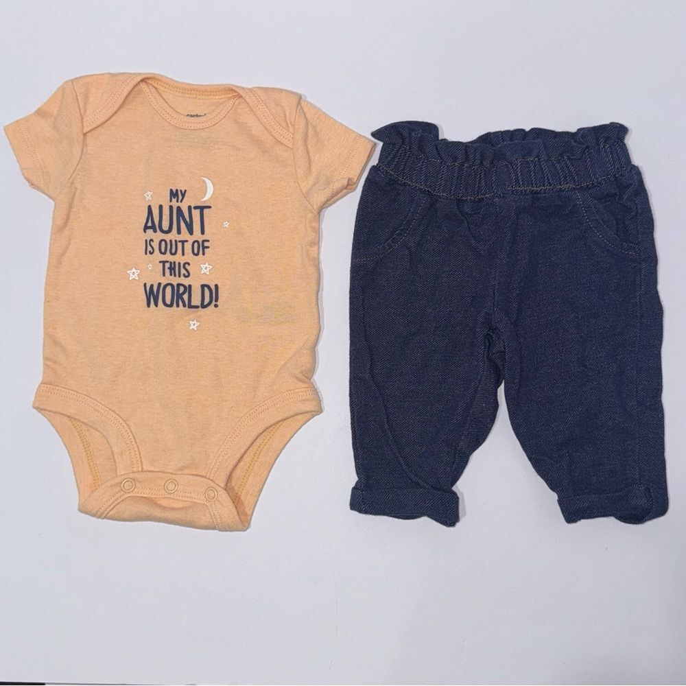 Carter's size 3 months AUNT Onesie and pants outfit